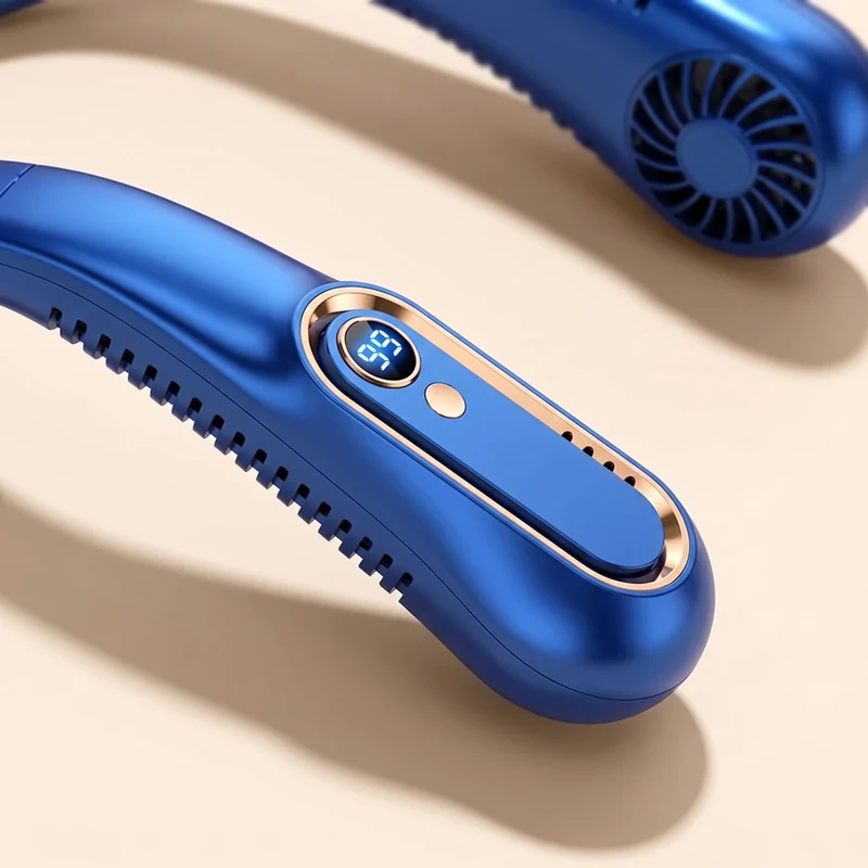 Écran LED du ventilateur de cou affichant vitesse et batterie